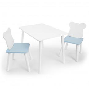 Детский комплект стол и два стула «Мишка» Rolti Baby (белый/голубой, массив березы/мдф) в Заречном - zarechnyy.ok-mebel.com | фото