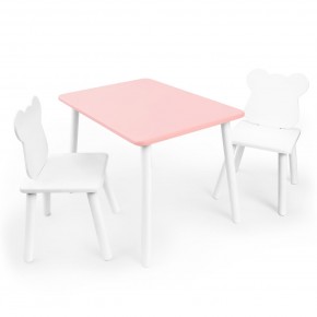 Детский комплект стол и два стула «Мишка» Rolti Baby (розовый/белый, массив березы/мдф) в Заречном - zarechnyy.ok-mebel.com | фото 1