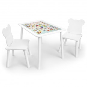 Детский комплект стол и два стула Мишка Rolti Baby с накладкой Алфавит (белая столешница/белое сиденье/белые ножки) в Заречном - zarechnyy.ok-mebel.com | фото 1