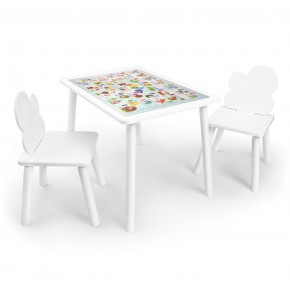 Детский комплект стол и два стула Облачко Rolti Baby с накладкой Алфавит (белая столешница/белое сиденье/белые ножки) в Заречном - zarechnyy.ok-mebel.com | фото