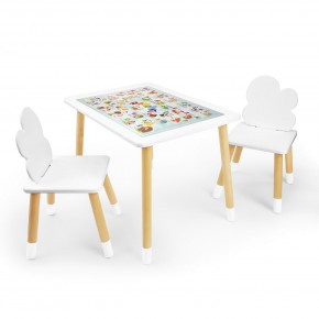 Детский комплект стол и два стула Облачко Rolti Baby с накладкой Алфавит (белая столешница/белое сиденье/береза ножки) в Заречном - zarechnyy.ok-mebel.com | фото