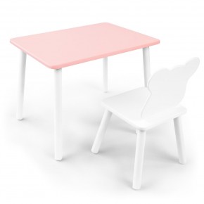 Детский комплект стол и стул «Мишка» Rolti Baby (розовый/белый, массив березы/мдф) в Заречном - zarechnyy.ok-mebel.com | фото