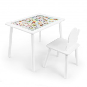 Детский комплект стол и стул Облачко Rolti Baby с накладкой Алфавит (белая столешница/белое сиденье/белые ножки) в Заречном - zarechnyy.ok-mebel.com | фото