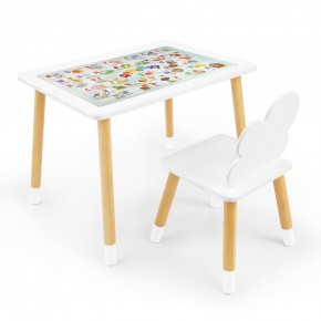 Детский комплект стол и стул Облачко Rolti Baby с накладкой Алфавит (белая столешница/белое сиденье/береза ножки) в Заречном - zarechnyy.ok-mebel.com | фото
