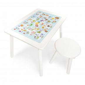 Детский комплект стол и табурет круглый Rolti Baby с накладкой Алфавит (белая столешница/белое сиденье/белые ножки) в Заречном - zarechnyy.ok-mebel.com | фото 1