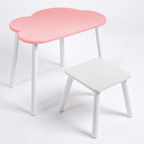 Детский комплект стол ОБЛАЧКО  и табурет Rolti Baby (розовая столешница/белое сиденье/белые ножки) в Заречном - zarechnyy.ok-mebel.com | фото