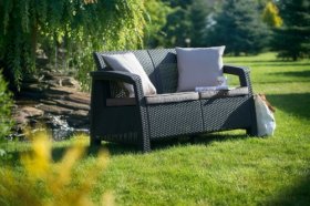 Диван пластиковый Корфу (Corfu love seat) графит в Заречном - zarechnyy.ok-mebel.com | фото 2