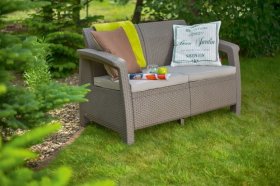 Диван пластиковый Корфу (Corfu love seat) капучино - песок в Заречном - zarechnyy.ok-mebel.com | фото 2