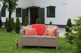 Диван пластиковый Корфу (Corfu love seat) капучино - песок в Заречном - zarechnyy.ok-mebel.com | фото 3