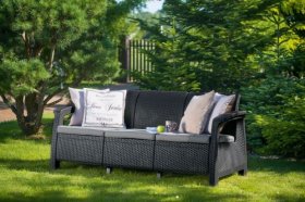 Диван пластиковый Корфу Макс (Corfu love seat max) графит в Заречном - zarechnyy.ok-mebel.com | фото 2