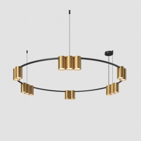 DK4067-BK+SG Подвесной светильник ORBIT, IP20, 15xGU10 LED, до 15 Вт, черный + сатинированное золото, алюминий в Заречном - zarechnyy.ok-mebel.com | фото
