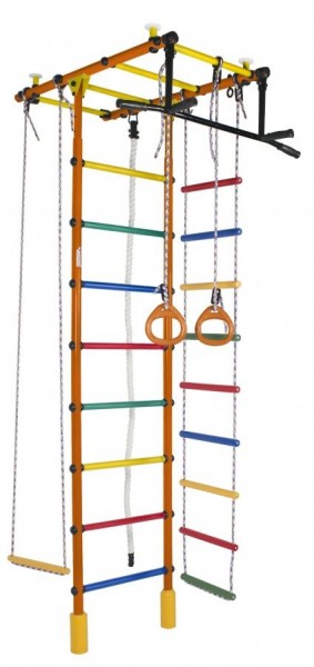 ДСК Атлант оранжевый радуга: турник, кольца, канат, трапеция, веревочная лестница в Заречном - zarechnyy.ok-mebel.com | фото
