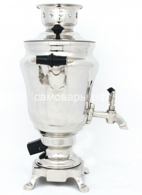 Электрический самовар из латуни никелированный на 1,5 литра форма "Тюльпан" с защитой от выкипания в Заречном - zarechnyy.ok-mebel.com | фото 3