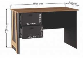 Компьютерный стол Теодора графит / крафт золотой в Заречном - zarechnyy.ok-mebel.com | фото 3