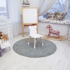 Комплект детский стол КРУГЛЫЙ и два стула МИШКА ROLTI Baby (белая столешница/белое сиденье/береза ножки) в Заречном - zarechnyy.ok-mebel.com | фото