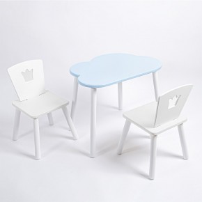 Комплект детский стол ОБЛАЧКО и два стула КОРОНА ROLTI Baby (голубая столешница/белое сиденье/белые ножки) в Заречном - zarechnyy.ok-mebel.com | фото