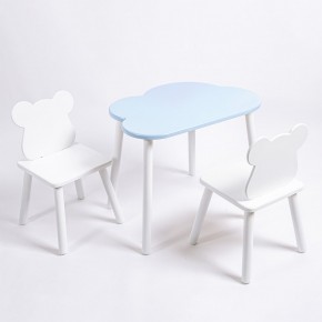 Комплект детский стол ОБЛАЧКО и два стула МИШКА ROLTI Baby (голубая столешница/белое сиденье/белые ножки) в Заречном - zarechnyy.ok-mebel.com | фото 1