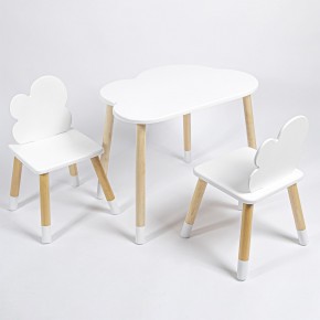 Комплект детский стол ОБЛАЧКО и два стула ОБЛАЧКО ROLTI Baby (белая столешница/белое сиденье/береза ножки) в Заречном - zarechnyy.ok-mebel.com | фото