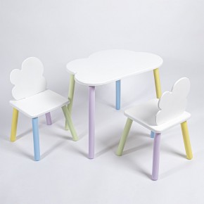 Комплект детский стол ОБЛАЧКО и два стула ОБЛАЧКО  ROLTI Baby (белая столешница/белое сиденье/цветные ножки) в Заречном - zarechnyy.ok-mebel.com | фото 1