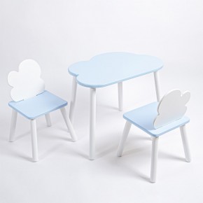 Комплект детский стол ОБЛАЧКО и два стула ОБЛАЧКО ROLTI Baby (голубая столешница/голубое сиденье/белые ножки) в Заречном - zarechnyy.ok-mebel.com | фото