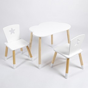 Комплект детский стол ОБЛАЧКО и два стула ЗВЕЗДА ROLTI Baby (белая столешница/белое сиденье/береза ножки) в Заречном - zarechnyy.ok-mebel.com | фото