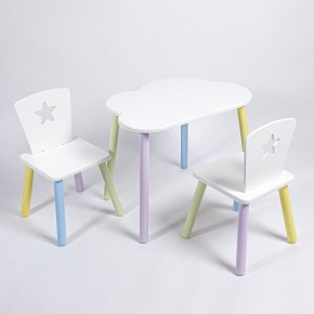 Комплект детский стол ОБЛАЧКО и два стула ЗВЕЗДА ROLTI Baby (белая столешница/белое сиденье/цветные ножки) в Заречном - zarechnyy.ok-mebel.com | фото