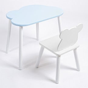 Комплект детский стол ОБЛАЧКО и стул МИШКА ROLTI Baby (голубая столешница/белое сиденье/белые ножки) в Заречном - zarechnyy.ok-mebel.com | фото