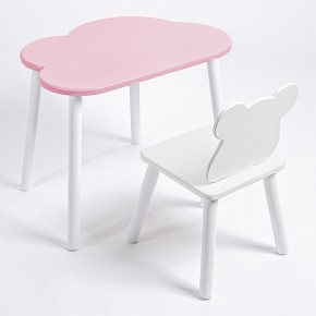 Комплект детский стол ОБЛАЧКО и стул МИШКА ROLTI Baby (розовая столешница/белое сиденье/белые ножки) в Заречном - zarechnyy.ok-mebel.com | фото