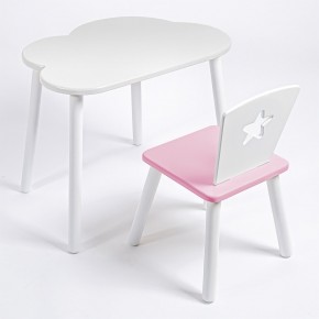 Комплект детский стол ОБЛАЧКО и стул ЗВЕЗДА ROLTI Baby (белая столешница/розовое сиденье/белые ножки) в Заречном - zarechnyy.ok-mebel.com | фото 2