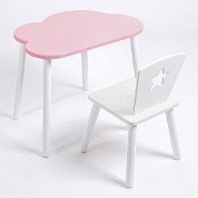Комплект детский стол ОБЛАЧКО и стул ЗВЕЗДА ROLTI Baby (розовая столешница/белое сиденье/белые ножки) в Заречном - zarechnyy.ok-mebel.com | фото
