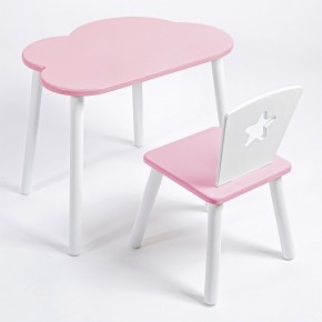 Комплект детский стол ОБЛАЧКО и стул ЗВЕЗДА ROLTI Baby (розовая столешница/розовое сиденье/белые ножки) в Заречном - zarechnyy.ok-mebel.com | фото 1