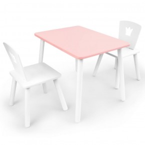 Комплект детской мебели стол и два стула Корона  (Розовый/Белый/Белый) в Заречном - zarechnyy.ok-mebel.com | фото