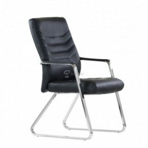 Кресло Barneo K-25 для посетителей и переговорных (хром, черная экокожа) в Заречном - zarechnyy.ok-mebel.com | фото