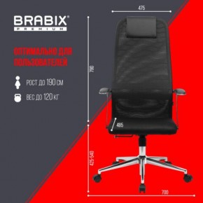 Кресло BRABIX PREMIUM "Ultimate EX-801" хром, плотная двойная сетка Х2, черное, 532917 в Заречном - zarechnyy.ok-mebel.com | фото 7