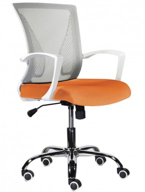 Кресло BRABIX "Wings MG-306", пластик белый, хром, сетка, серое/оранжевое, 532011 в Заречном - zarechnyy.ok-mebel.com | фото
