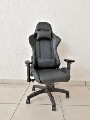 Кресло геймерское Barneo K-52 (черная экокожа черные вставки) в Заречном - zarechnyy.ok-mebel.com | фото