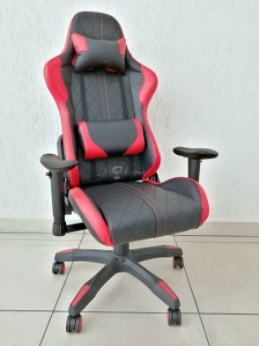 Кресло геймерское Barneo K-52 (черная экокожа красные вставки) в Заречном - zarechnyy.ok-mebel.com | фото