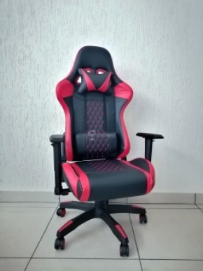 Кресло геймерское Barneo K-53 (черная экокожа красные вставки) в Заречном - zarechnyy.ok-mebel.com | фото