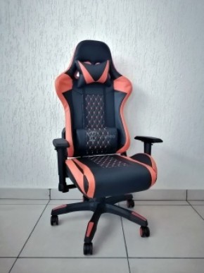 Кресло геймерское Barneo K-53 (черная экокожа оранжевые вставки) в Заречном - zarechnyy.ok-mebel.com | фото