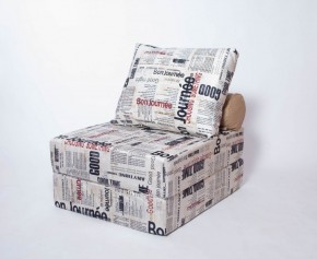 Кресло-кровать-пуф бескаркасное Прайм (Газета) в Заречном - zarechnyy.ok-mebel.com | фото