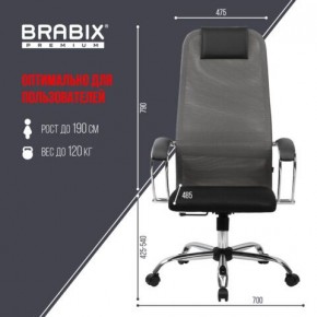 Кресло офисное BRABIX PREMIUM "Ultimate EX-800" хром, плотная двойная сетка Х2, черное/серое, 532912 в Заречном - zarechnyy.ok-mebel.com | фото 3