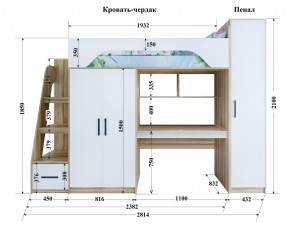 Кровать-чердак Тея (*Без Пенала) в Заречном - zarechnyy.ok-mebel.com | фото 2