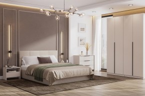 Кровать двойная №4 с основанием (Бежевый) в Заречном - zarechnyy.ok-mebel.com | фото 3