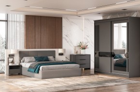 Кровать двойная №4 с основанием (Серый) в Заречном - zarechnyy.ok-mebel.com | фото 3