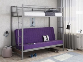 Кровать двухъярусная с диваном "Мадлен" (Серый/Фиолетовый) в Заречном - zarechnyy.ok-mebel.com | фото
