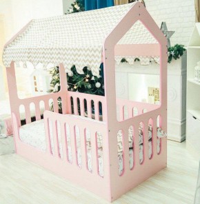 Кровать-домик без ящика 800*1600 (Розовый) в Заречном - zarechnyy.ok-mebel.com | фото 1
