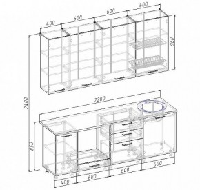 Кухонный гарнитур Антрацит 2200 (Стол. 26мм) в Заречном - zarechnyy.ok-mebel.com | фото 3