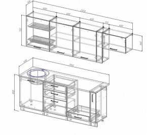 Кухонный гарнитур Антрацит 2550 (Стол. 26мм) в Заречном - zarechnyy.ok-mebel.com | фото 2