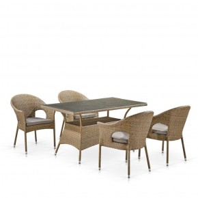 Обеденный комплект плетеной мебели T198B/Y79B-W56 Light Brown (4+1) в Заречном - zarechnyy.ok-mebel.com | фото