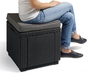 Пуфик Куб с подушкой (Cube with cushion) графит - прохладный серый в Заречном - zarechnyy.ok-mebel.com | фото 2